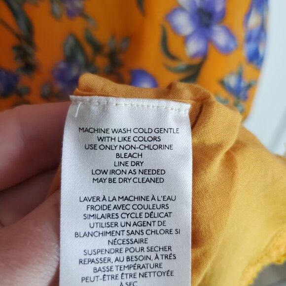 BY ANTHROPOLOGIE Floral Hanky-Hem Midi Dress Ruffle Sleeve OB1465463 Women Large - Picture 12 of 16